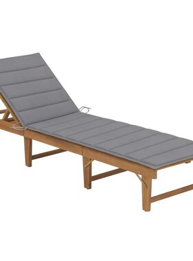 VidaXL Ligbed inklapbaar met kussen massief acaciahout