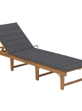 VidaXL Ligbed inklapbaar met kussen massief acaciahout