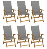 VidaXL Tuinstoelen inklapbaar 6 st met kussens massief acaciahout