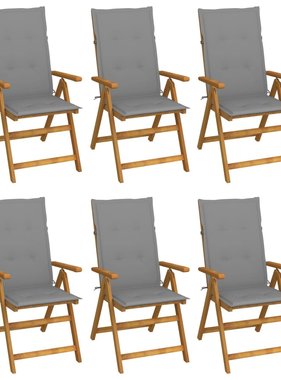 VidaXL Tuinstoelen inklapbaar 6 st met kussens massief acaciahout