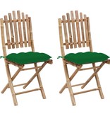 VidaXL Tuinstoelen 2 st inklapbaar met kussens bamboe