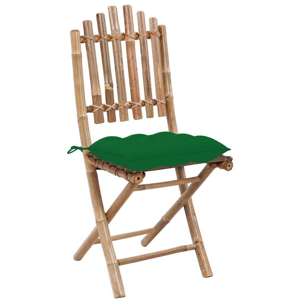 VidaXL Tuinstoelen 2 st inklapbaar met kussens bamboe