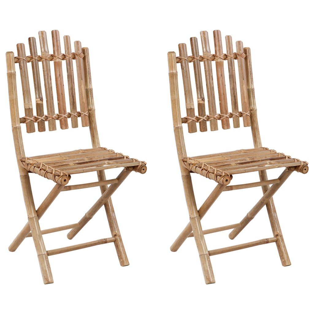 VidaXL Tuinstoelen 2 st inklapbaar met kussens bamboe