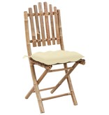 VidaXL Tuinstoelen 2 st inklapbaar met kussens bamboe