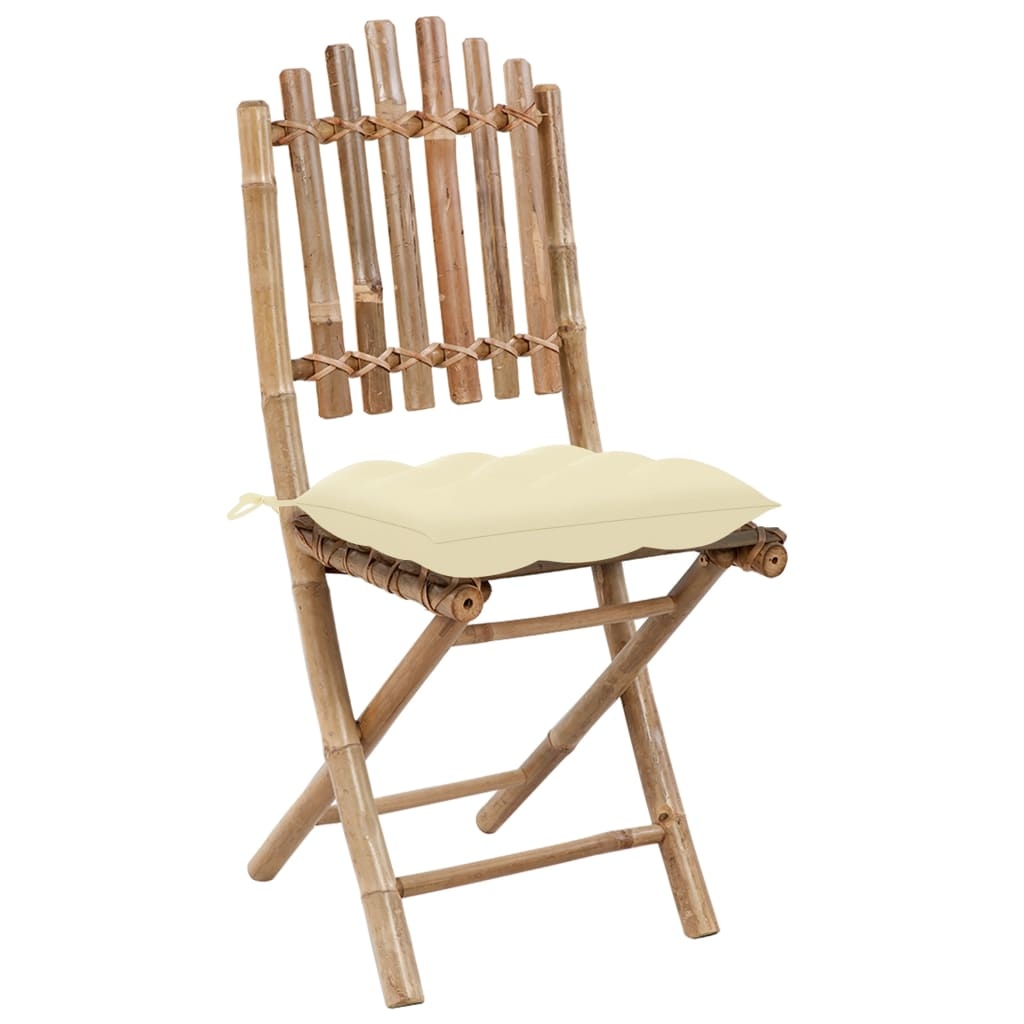 VidaXL Tuinstoelen 2 st inklapbaar met kussens bamboe