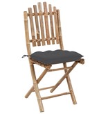 VidaXL Tuinstoelen 2 st inklapbaar met kussens bamboe