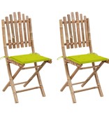 VidaXL Tuinstoelen 2 st inklapbaar met kussens bamboe