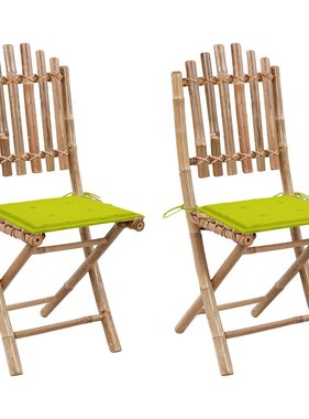 VidaXL Tuinstoelen 2 st inklapbaar met kussens bamboe