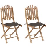 VidaXL Tuinstoelen 2 st inklapbaar met kussens bamboe