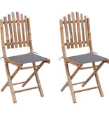 VidaXL Tuinstoelen 2 st inklapbaar met kussens bamboe