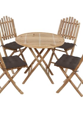 VidaXL 5-delige Tuinset inklapbaar met kussens bamboe