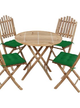 VidaXL 5-delige Tuinset inklapbaar met kussens bamboe