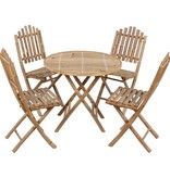 VidaXL 5-delige Tuinset inklapbaar met kussens bamboe