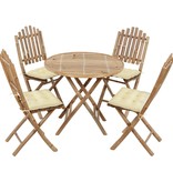 VidaXL 5-delige Tuinset inklapbaar met kussens bamboe