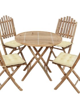 VidaXL 5-delige Tuinset inklapbaar met kussens bamboe