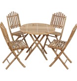 VidaXL 5-delige Tuinset inklapbaar met kussens bamboe