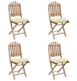 VidaXL 5-delige Tuinset inklapbaar met kussens bamboe