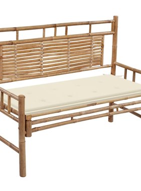 VidaXL Tuinbank met kussen 120 cm bamboe