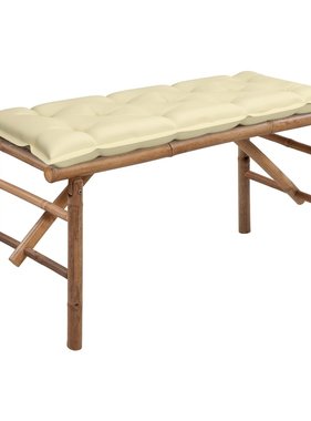 VidaXL Tuinbank inklapbaar met kussen 118 cm bamboe