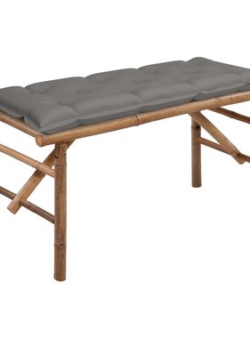 VidaXL Tuinbank inklapbaar met kussen 118 cm bamboe