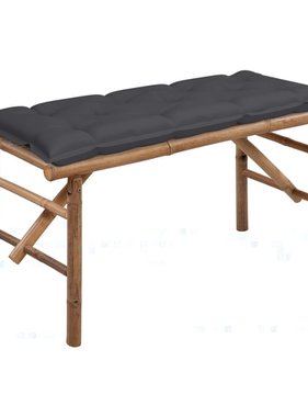 VidaXL Tuinbank inklapbaar met kussen 118 cm bamboe