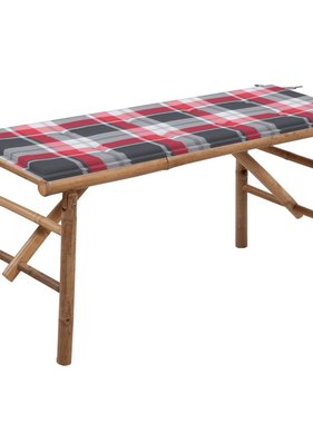 VidaXL Tuinbank inklapbaar met kussen 118 cm bamboe