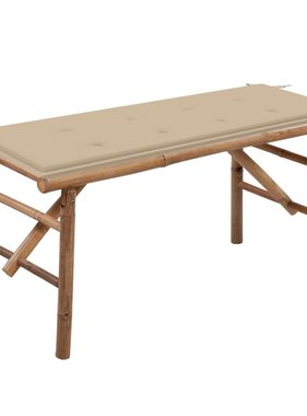 VidaXL Tuinbank inklapbaar met kussen 118 cm bamboe