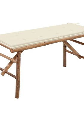 VidaXL Tuinbank inklapbaar met kussen 118 cm bamboe