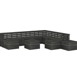 VidaXL 12-delige Loungeset pallet massief grenenhout donkergrijs