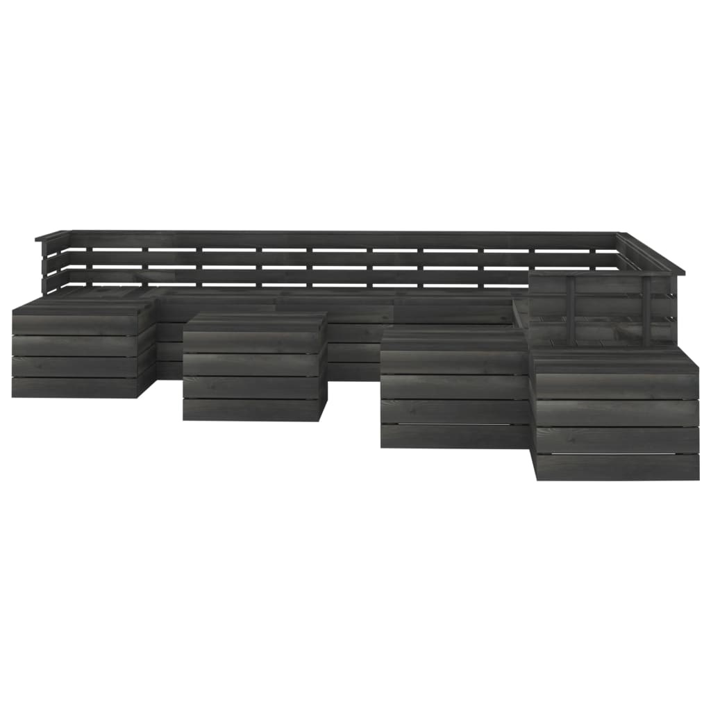 VidaXL 12-delige Loungeset pallet massief grenenhout donkergrijs