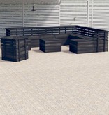 VidaXL 12-delige Loungeset pallet massief grenenhout donkergrijs