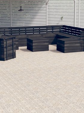 VidaXL 12-delige Loungeset pallet massief grenenhout donkergrijs