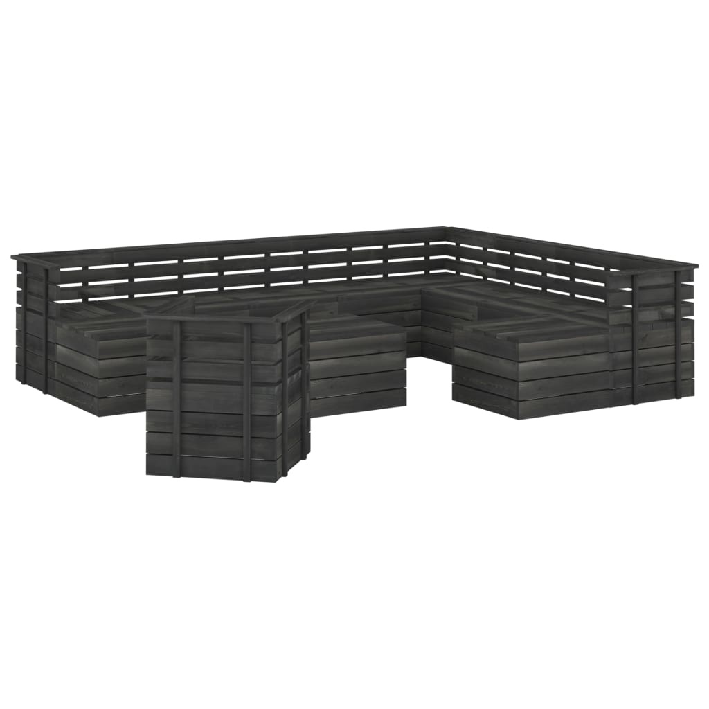 VidaXL 12-delige Loungeset pallet massief grenenhout donkergrijs