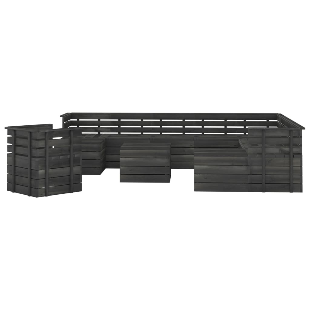 VidaXL 12-delige Loungeset pallet massief grenenhout donkergrijs
