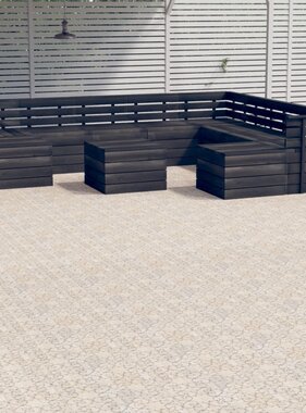 VidaXL 11-delige Loungeset pallet massief grenenhout donkergrijs
