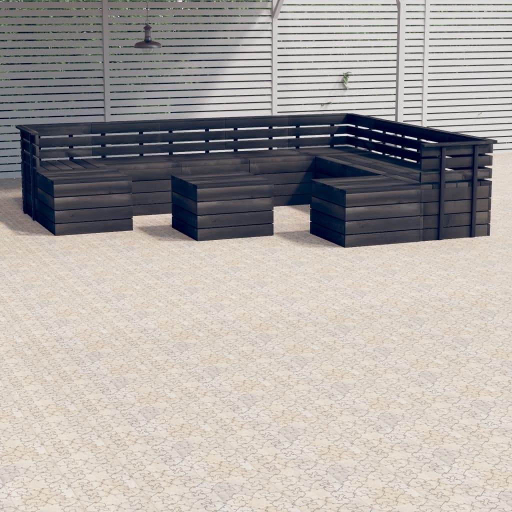 VidaXL 11-delige Loungeset pallet massief grenenhout donkergrijs