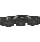 VidaXL 11-delige Loungeset pallet massief grenenhout donkergrijs