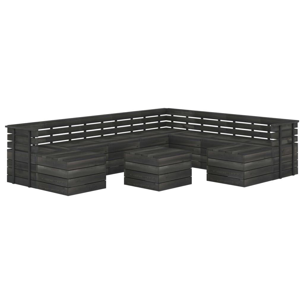 VidaXL 11-delige Loungeset pallet massief grenenhout donkergrijs