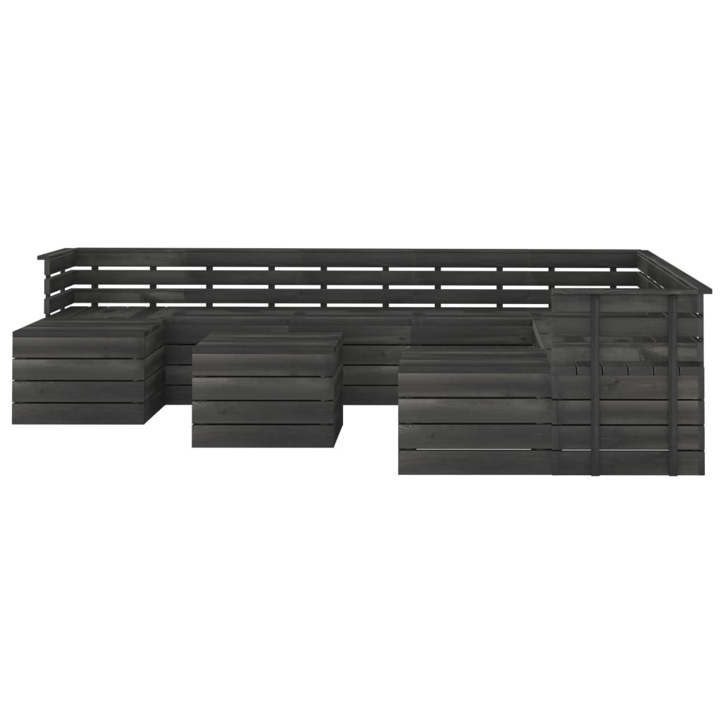 VidaXL 11-delige Loungeset pallet massief grenenhout donkergrijs