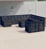 VidaXL 10-delige Loungeset pallet massief grenenhout donkergrijs