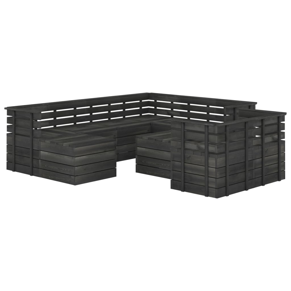VidaXL 10-delige Loungeset pallet massief grenenhout donkergrijs