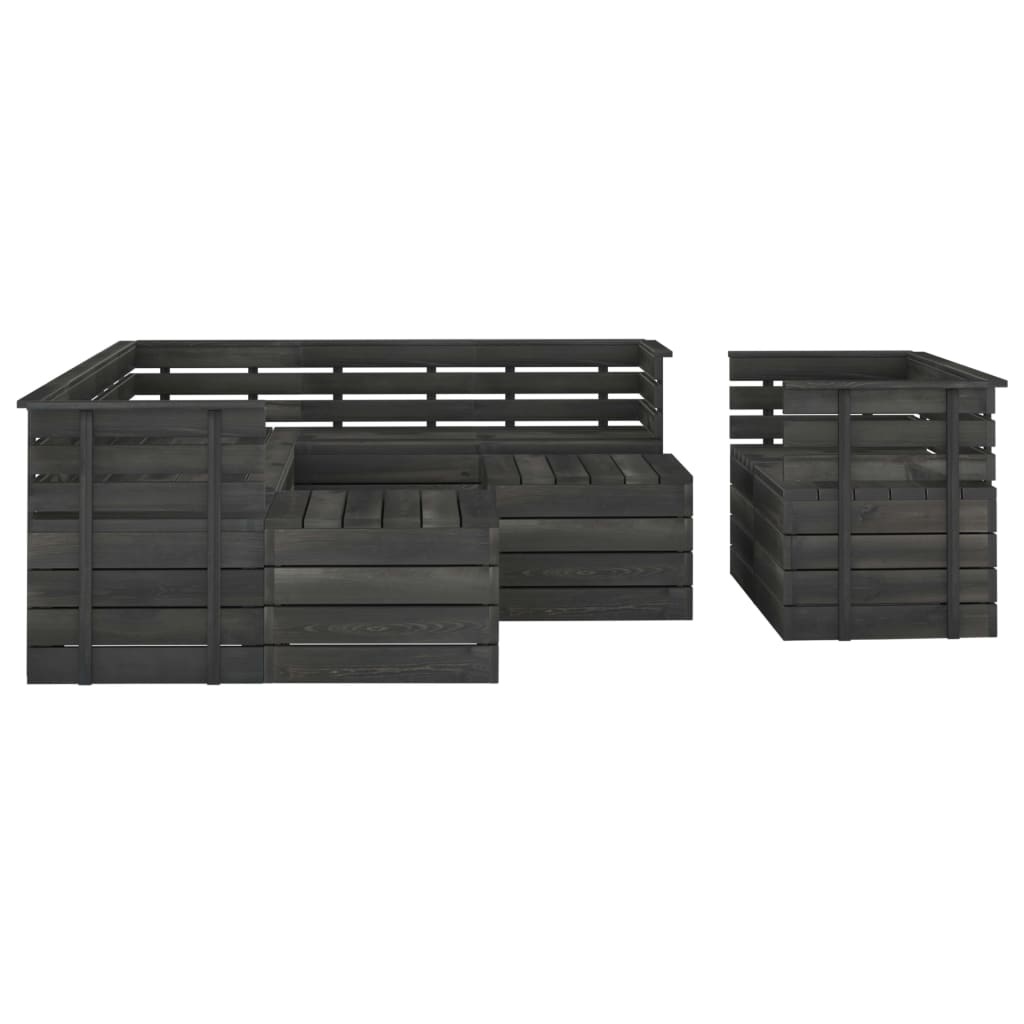 VidaXL 10-delige Loungeset pallet massief grenenhout donkergrijs