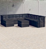 VidaXL 9-delige Loungeset pallet massief grenenhout donkergrijs