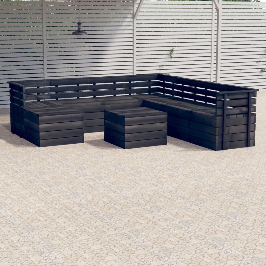 VidaXL 9-delige Loungeset pallet massief grenenhout donkergrijs