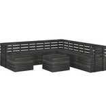 VidaXL 9-delige Loungeset pallet massief grenenhout donkergrijs