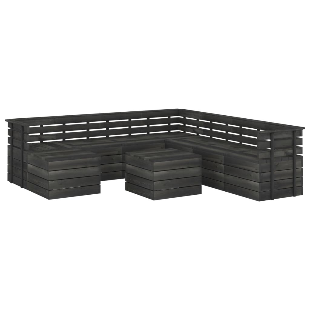 VidaXL 9-delige Loungeset pallet massief grenenhout donkergrijs