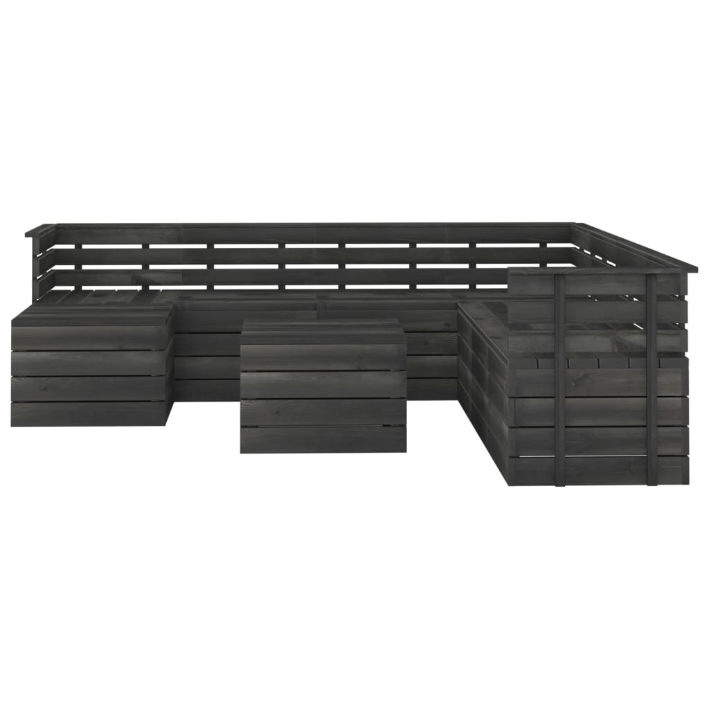 VidaXL 9-delige Loungeset pallet massief grenenhout donkergrijs