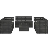 VidaXL 9-delige Loungeset pallet massief grenenhout donkergrijs