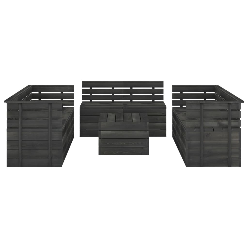 VidaXL 9-delige Loungeset pallet massief grenenhout donkergrijs
