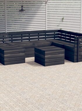 VidaXL 8-delige Loungeset pallet massief grenenhout donkergrijs
